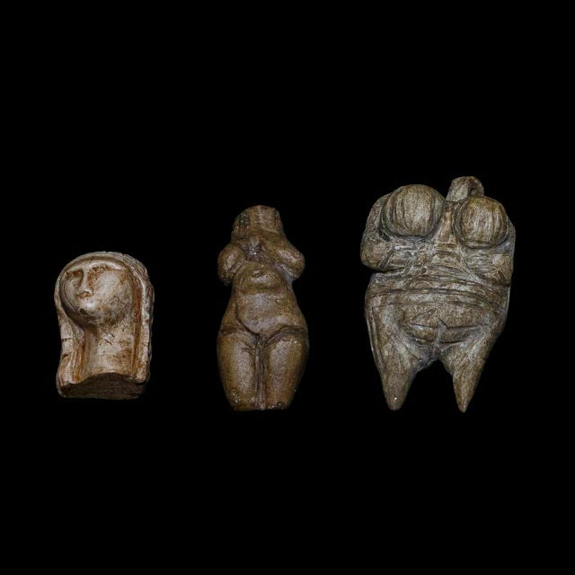 Prehistoric Venus figurine set with Hohle Fels, Brassempouy and Renancourt archaeological replicas