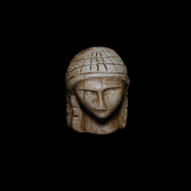 Front view of the 1:1 Venus of Brassempouy replica, also known as the Dame de Brassempouy or Lady with the Hood.